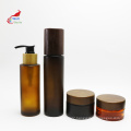 luxury bamboo cosmetic packaging bamboo glass dropper pump spray lotion serum bottle BJ-211B